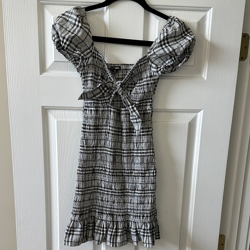 Plaid Puff Sleeve Dress